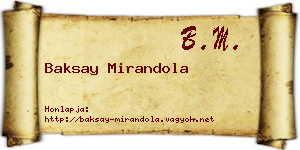 Baksay Mirandola névjegykártya